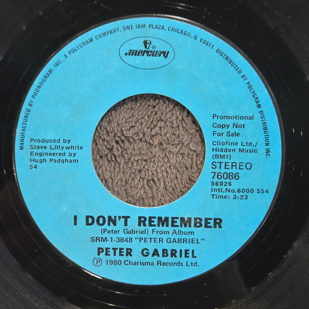 PETER GABRIEL I DONT REMEMBER PROMO 7"