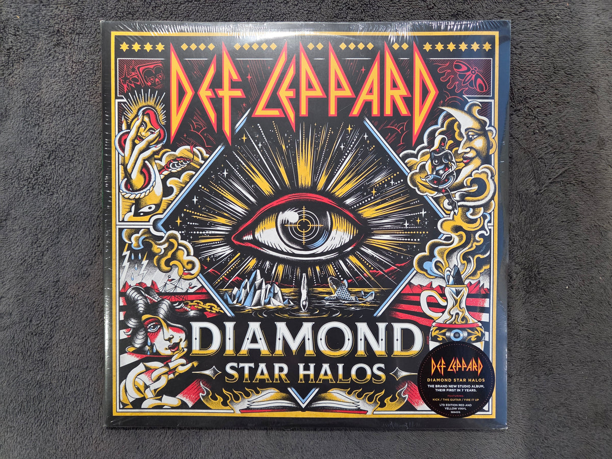 DEF LEPPARD DIAMOND STAR HALOS NEW RED/YELLOW