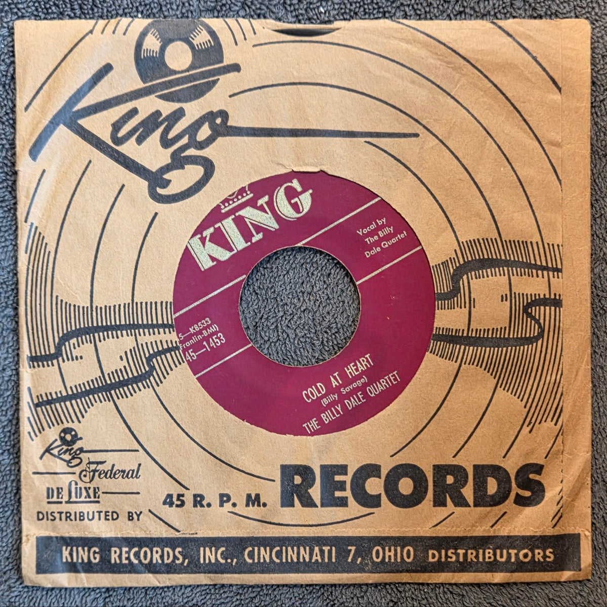 BILLY DALE QUARTET COLD AT HEART 7"