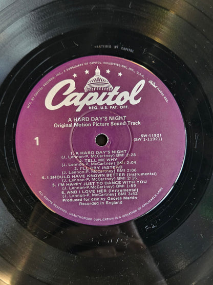BEATLES A HARD DAYS NIGHT PURPLE CAPITOL 1980