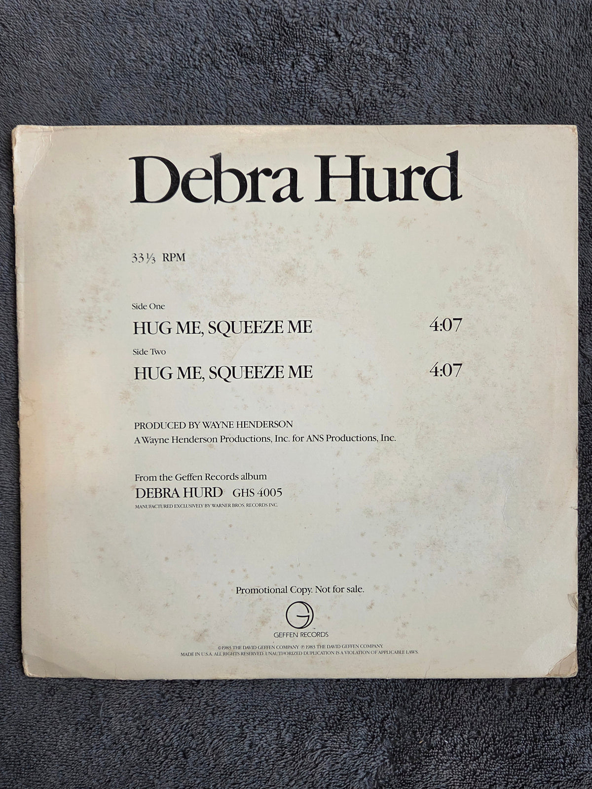 DEBRA HURD HUG ME SQUEEZE ME PROMO 12"