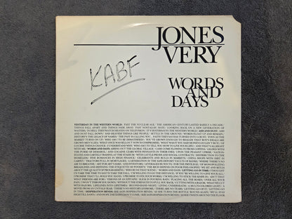 JONES VERY WORDS AND DAYS