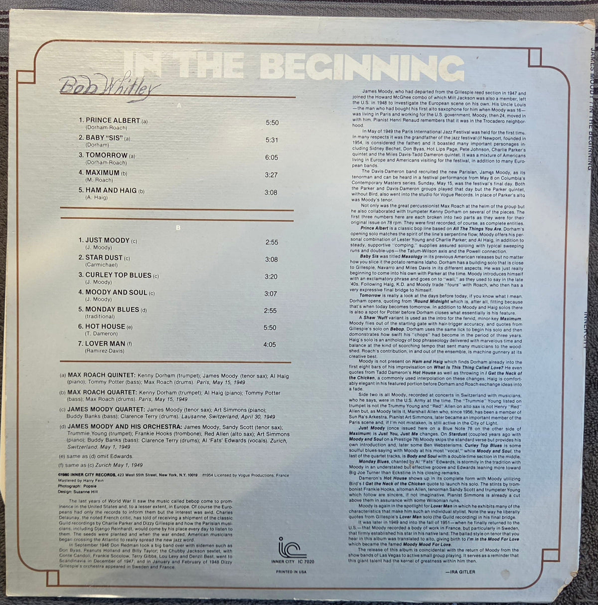 JAMES MOODY IN THE BEGINNING