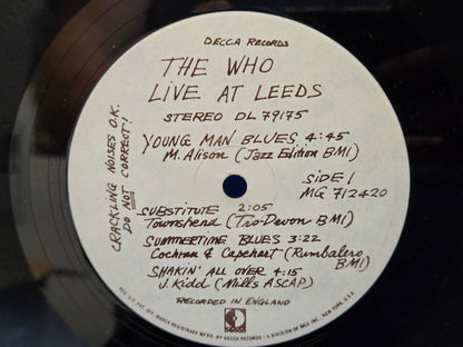 WHO LIVE AT LEEDS 1P INSERTS