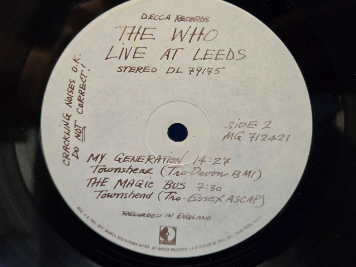 WHO LIVE AT LEEDS 1P INSERTS