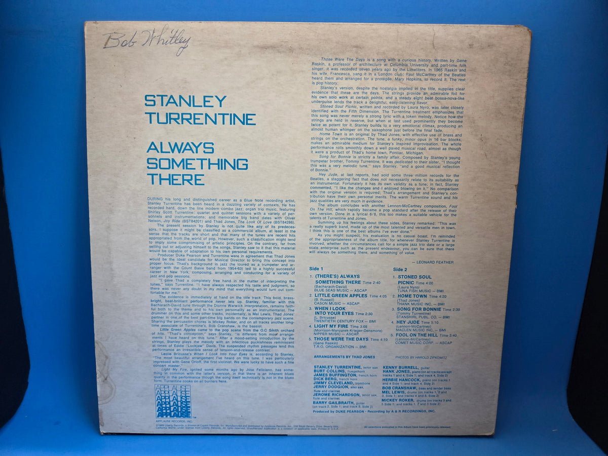 STANLEY TURRENTINE ALWAYS SOMETHING THERE APPLAUSE