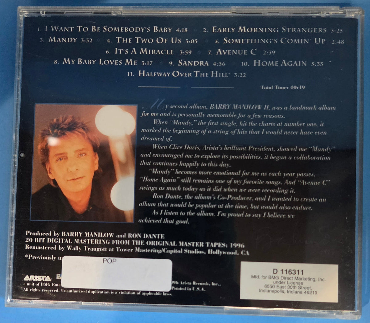 BARRY MANILOW BARRY MANILOW II CD