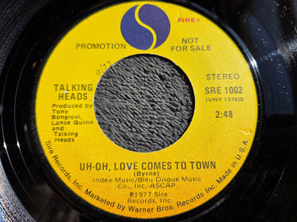 TALKING HEADS UH OH LOVE COMES TO TOWN PROMO MONO PICTURE SLEEVE SIRE SRE 1002