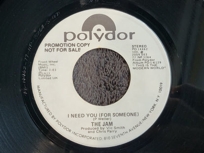 JAM I NEED YOU FOR SOMEONE WHITE LABEL PROMO WLP PAUL WELLER BRUCE FOXTON MONO