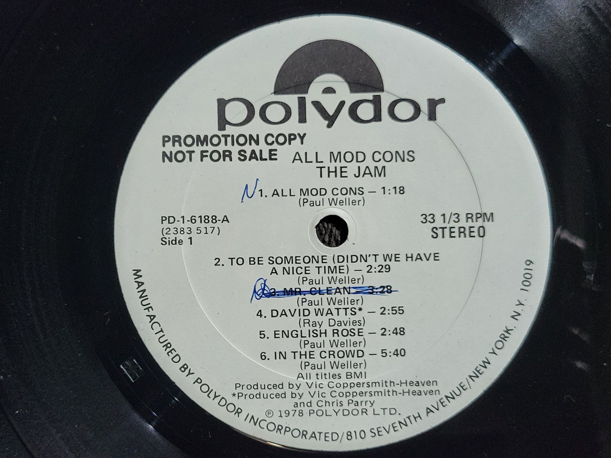 JAM ALL MOD CONS WHITE LABEL PROMO FIRST PRESSING WLP PAUL WELLER