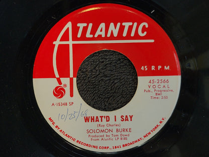 SOLOMON BURKE GET OUT OF MY LIFE WOMAN WHAT'D I SAY WHITE LABEL PROMO 45-2566