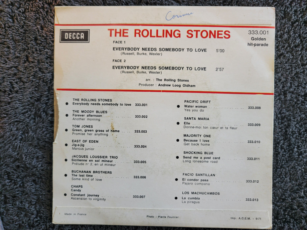 ROLLING STONES EVERYBODY NEEDS SOMEBODY 7" FR IMP