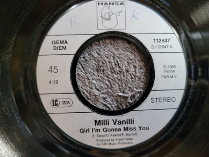 MILLI VANILLI GIRL IM GONNA MISS YOU 7" IMP