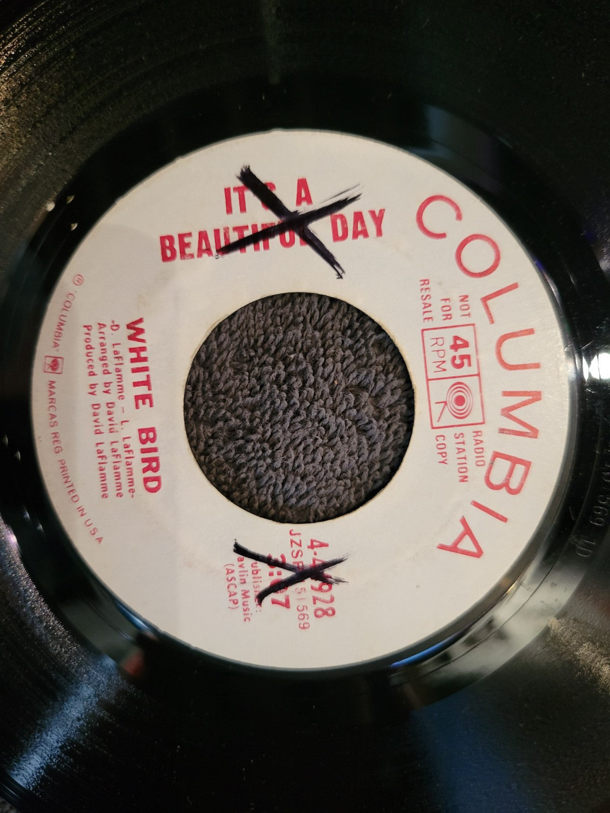 IT'S A BEAUTIFUL DAY WHITE BIRD WHITE LABEL PROMO WLP COLUMBIA 4-44928