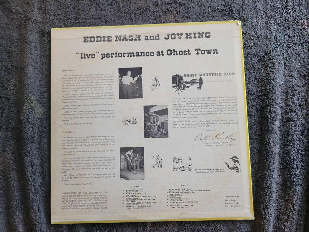 EDDIE NASH JOY KING LIVE PERFORMANCE AT GHOST TOWN MAGGIE VALLEY NC AUTOGRAPHED