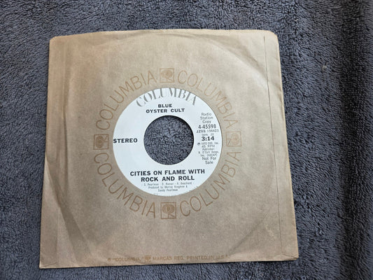 BLUE OYSTER CULT CITIES ON FLAME WITH ROCK AND ROLL PROMO MONO COLUMBIA 4-45598